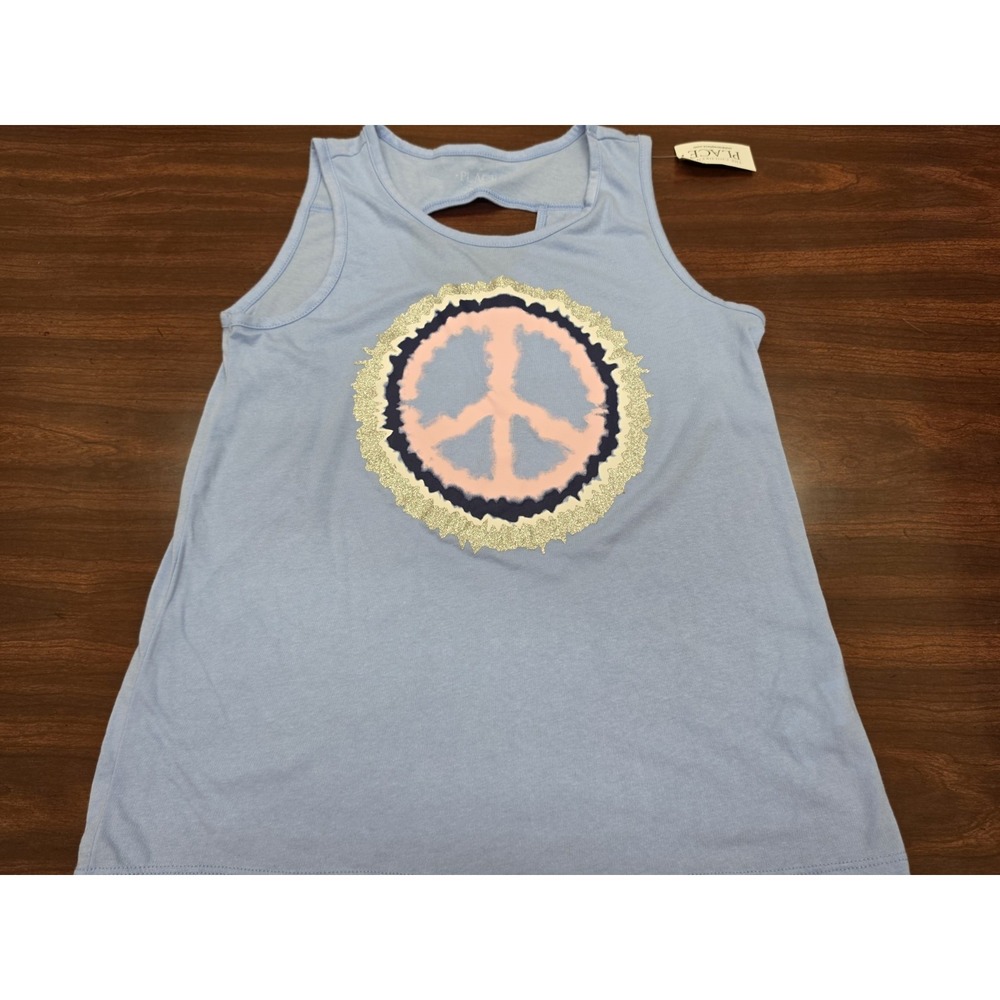 The Children's Place NWT Girls Blue Peace Sign Graphic Tank Top Size XL (14)